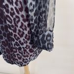 Vintage 90s Leopard Print Shirt Jacket Blazer Oversized Sheer Long Sleeve Blue Size 16W Photo 6