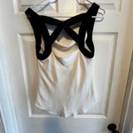 Banana Republic 92% Silk Cowl Neck Tank Top Black & Ivory Crisscross Back Size S Photo 6