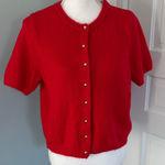 H&M NWT  Red Button-Up Short Sleeve Knit Cardigan Sweater Size Medium Photo 0