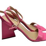 BP Parrker Ankle Strap Sandal Triangle Chunky Heel Pink Size 9 Retro Barbiecore Photo 0