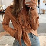 12th Tribe Gold Rush Gold Leopard Blouse Sz M Photo 0