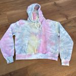 Size Medium Dreamsicle Pastel Tie Dye Cropped Hoodie Sweatshirt Top GUC Photo 0