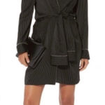 Alexander Wang EUC  Black Pin Striped Pajama Wrap Dress 4 $895 Zip Edges Photo 0