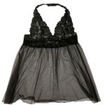 Victoria's Secret Babaydoll Lace Mesh Halter Slip Dress Sexy Lingerie Black Sz L Photo 4