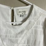 Aura  White Puff Sleeve textured eyelet crochet tiered Dress small Photo 3