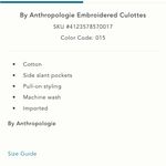 Anthropologie  Embroidered Cullottes Photo 5