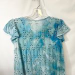 Old Navy  Medium Top Handmade Tie Dye Blue Flutter Sleeve Tassel Boho 1740 Photo 6