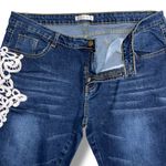 Rosegal Womens Denim Skinny Jeans Lace Accent Stretch Dark Wash Size 1X 16 Blue Photo 2