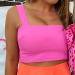 L'ATISTE Orange Ruffle High Waisted Shorts Photo 1