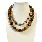 Free People  Flynn Layered Necklace in Brown Tan Neutral Beach Bohemian NWT Photo 1