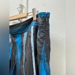 Donna Karan DONNA KAREN DKNY Turquoise Blue Black Gray Striped Silk Pleated Skirt Size 10 Photo 4