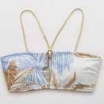 Aerie Keyhole Bandeau Bikini Tropical Print Gold Strap Top size XS Photo 0