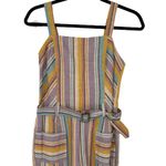 Ellejay Holly Pastel Rainbow Striped Linen Blend Cropped Jumpsuit Size Medium Photo 5