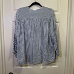 Old Navy  Long Sleeve Collarless Button Down Shirt Size XXL Blue White Stripe Photo 3