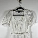 Polo Ralph Lauren Ruffled Linen Eyelet Lace Midi Dress Button Up Belted Size 4 White Photo 4
