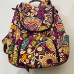 Vera Bradley  Backpack Purple Floral Quilted Multi Color Travel School Photo 0