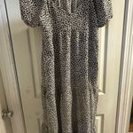 Ivory Floral Puff Sleeve Maxi Dress Gray Size L Photo 1