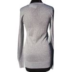 Cache  Cardigan Up Zip All The Way Front Silver Metallic Top New Stretch $128 NWT Photo 2