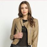 Sans Souci Taupe Faux Leather Jacket Photo 0