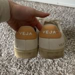 VEJA  9 Womens Campo Chromefree Sneakers in White and Sun Peach Orange Photo 7