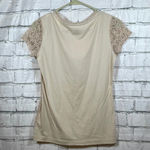 Van Heusen Women’s tan lace overlay t-shirt XS Photo 1