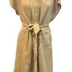 Gap Neutral Button Front Midi Dress with Belt, Casual Everyday Style Photo 0