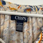 CHAPS  Jersey Flutter Sleeve Top Cream Yellow Multi Paisley Lace Up Short Sleeve Photo 5