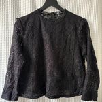ZARA women's large black slightly cropped lace blouse with sheer back goth Photo 0