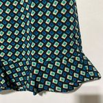 Band Of The Free New Diamond Print Ruffle Mini Skirt Colette Black Teal Sz Large Photo 7