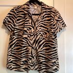 White Stag | Tan & Black Short Sleeved Button Up Shirt Size Large 12-14 Photo 0