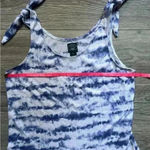 Laura Ashley  Blue White Tie Dye Stripe Tie Shoulder Tank Top Size L Photo 5