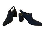 VINTAGE 1990'S/Y2K ROBERT CLERGERIE "YOLE" LEATHER & FABRIC SLINGBACK HEELS (7) Black Photo 2