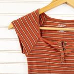 Arizona Jeans Arizona Burnt Orange Striped Shirt Sleeve Top Photo 1