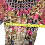 Chico's  Shirt Womens Small Beige Pink Floral Embellished Beaded Smocked Boho Photo 6