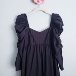 Topshop  Black Ruched Sleeve Poplin Midi Dress Photo 2