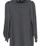 Reformation Jeans Nadine Black and White Striped Mock Neck Mini Dress Small Photo 0