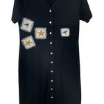 Vintage Country Wear Casuals‎ Coastal Grandma Button Front Midi Dress Size LARGE Black Photo 0