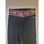 PINK - Victoria's Secret Y2K  Black Maroon Sequin Flared Yoga Pants Photo 3