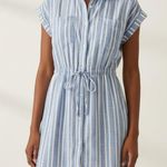 Japna  | Blue Striped Button Down Mini Dress Sz S Photo 0