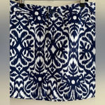 Tori Richard Ikat Navy and White Print Mini Skirt, Preppy Tennis Prep, Size 6 Photo 3