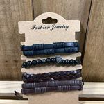 Lot Of 4 Fashion Jewelry Boho Bracelets Black Brown Stretch Tie Leather Look NWT Photo 0