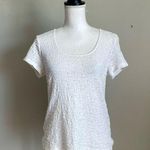 Jaclyn Smith  | White Textured Scoop Neck Tee Sz S Photo 0