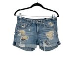 Rag and Bone  Women's Blue Heavy Rips Rolled Hem Distressed Denim Shorts‎ Size 24 Photo 1