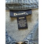 Denim & Co Women Medium Short Sleeve Zip Embroidered Floral Grannycore Boho Blue Photo 2