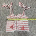 Free People white & red striped lace-up-front crop tank top size S Photo 6