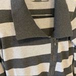 Athleta Grey Striped Asymmetrical Zip Sweater Jacket Photo 4
