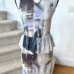 Diesel Vintage  Abstract City Print White Black Peplum Sheath Mini Dress Photo 0