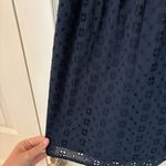 J. Crew Factory Navy Eyelet Tie Shoulder Cami Mini Dress S Preppy Summer Grad Blue Photo 4