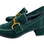 Bibi Lou Anthropology Green Velvet Loafer Heels Gold Horsebit Sz EU38 Photo 1