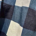 Mother of Pearl Navy White Plaid Velvet Tie Puff Sleeve Silk Blend Blouse Size 6 Blue Photo 6